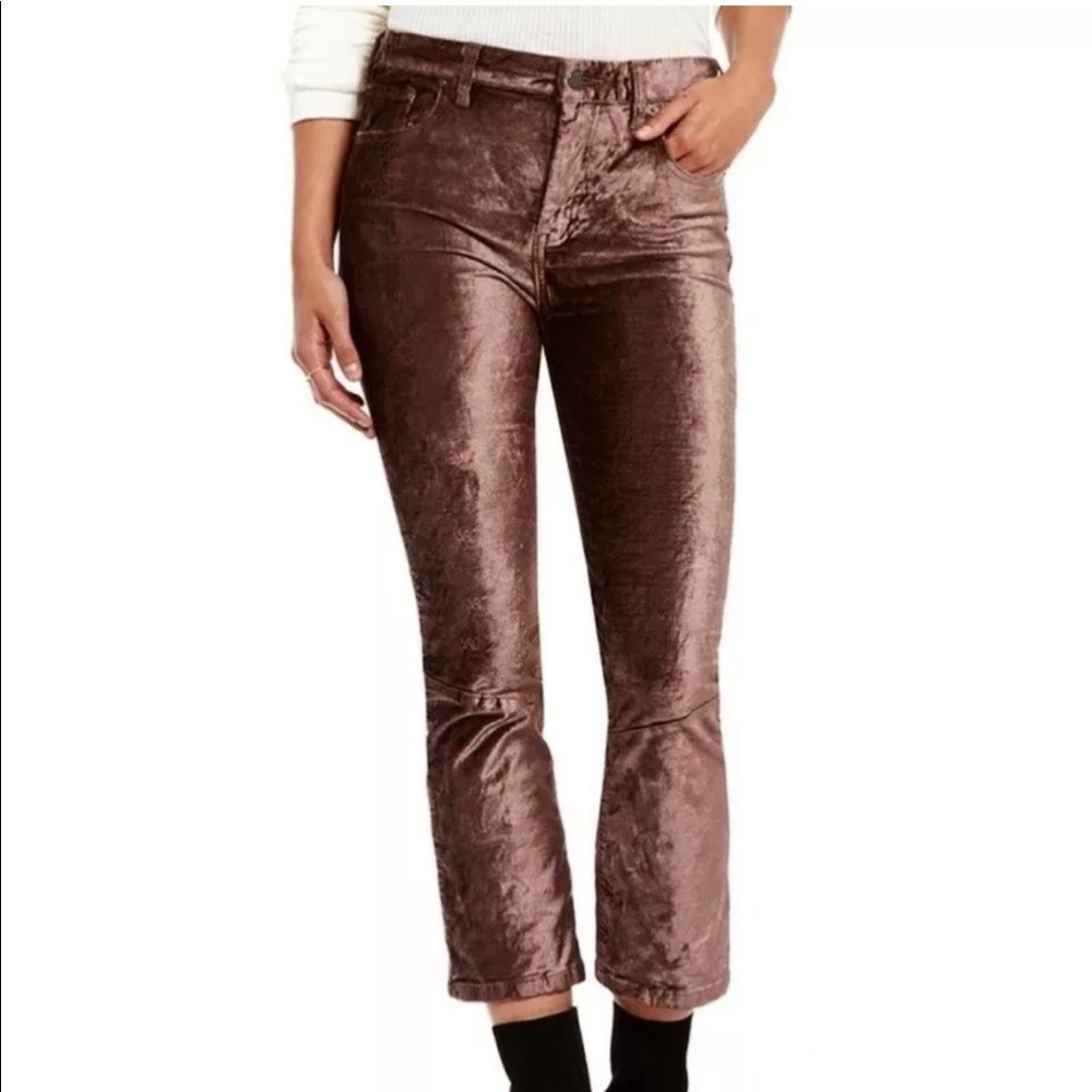 Free People women’s Velvet Crop Flare Pants High Waist Size 26 High Rise